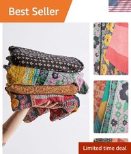 Indian Vintage Kantha Quilt Handmade Throw Reversible Cotton Blankets 1 Quilt...