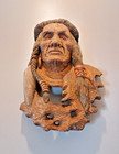 Large Hand Carved Wooden Native American Head Wall Hanging – Signed KK Aug 2008