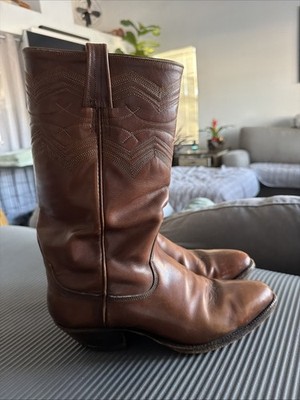 Vintage RJ Foley Stovepipe Cowboy Boots Tan Size 9.5 D Made In USA