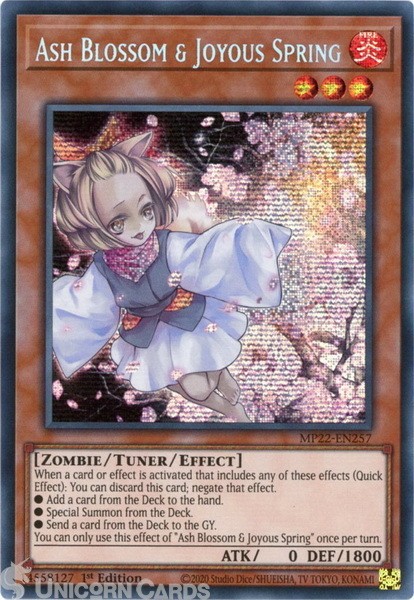 MP22-EN257 Ash Blossom & Joyous Spring Prismatic Secret Rare 1st Edition Mint Yu