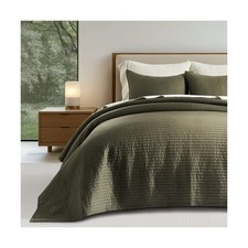 Cotton Sateen Quilt Set King Size, Pre-Washed Cotton Channel Stitch Coverlet ...