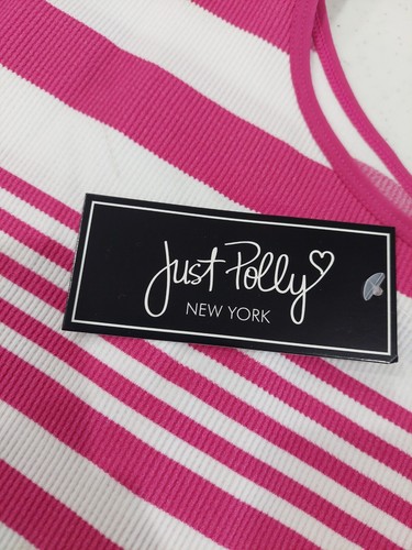 NEU Damen Junior Just Polly New York Top rosa und weiß gestreift Shirt Neu mit Etikett - Bild 5 von 9
