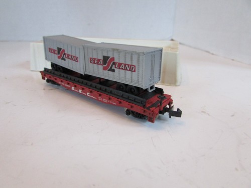 Bachman 73661  ATSF Seaboard Flat Car w/Containers Red Silver E5 - Afbeelding 3 van 6