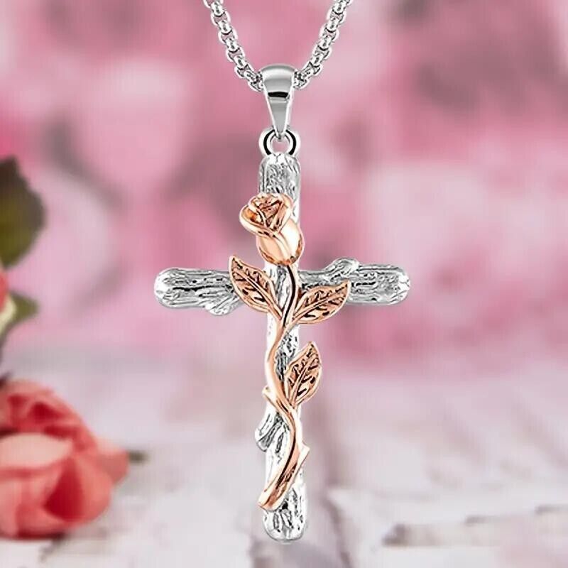 Floral Cross Swarovski Necklace Floral Cross Swarovski Necklace