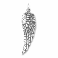 Sterling Silver Oxidized Angel Wing Charm