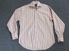Tailorbyrd Shirt Mens Medium Multi-Color Pinstripe Long Sleeve Flip Cuff Cotton
