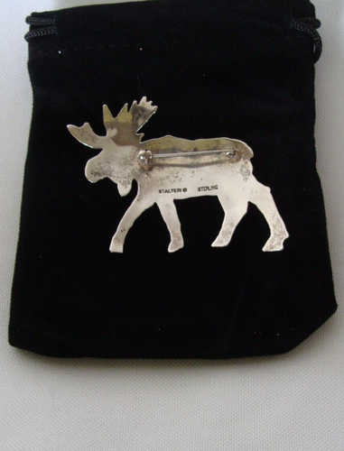 Vtg. Sterling Silver Smooth Moose Pin/Brooch/Staltera 50's Era Signed - Picture 3 of 5
