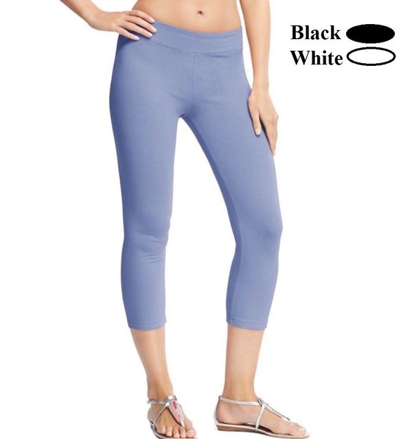 Hanes Cotton Capri Leggings Sz S Black 