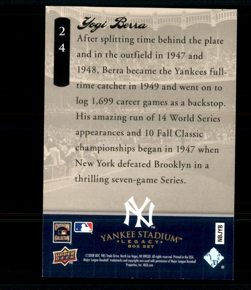 2008 Upper Deck Yankee Stadium Legacy Stadium Box Set - Yogi Berra #24 - Image 2 of 2
