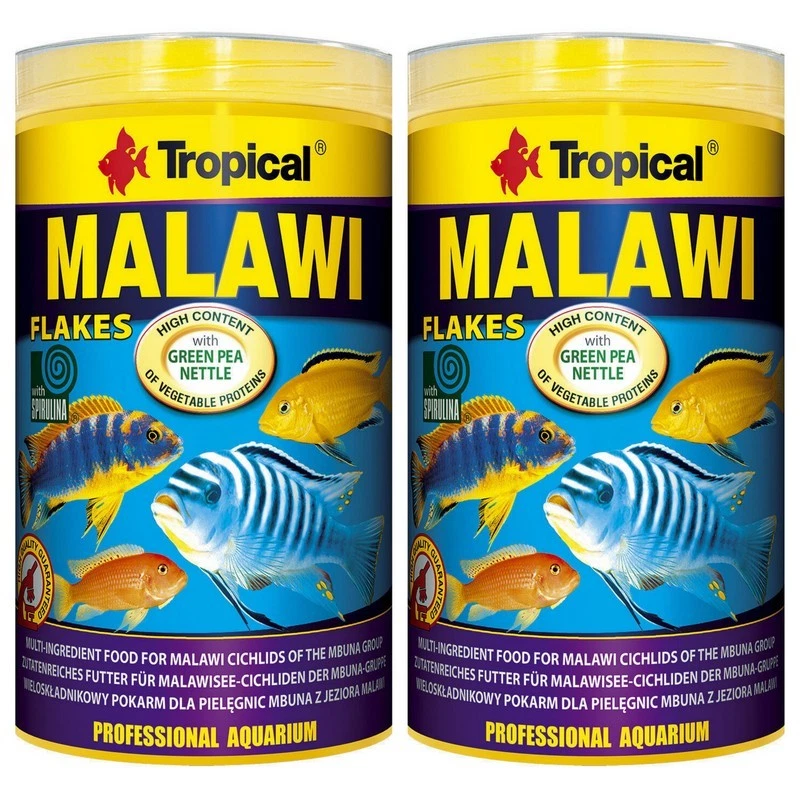2 x Tropical Malawi Flocken Flakes 1000 ml Barschfutter Fische Aquarium Cichlide