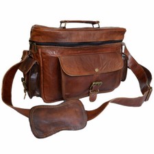 Camera Bag Leather DSLR SLR Padded Case Handbag Satchel Messenger Crossbody Bags