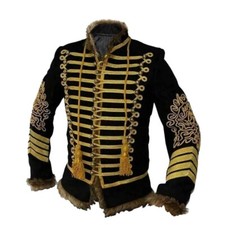 Mens Napoleonic Hussar Jacket Military Uniform Tunic Pelisse Jimi Hendrix Jacket