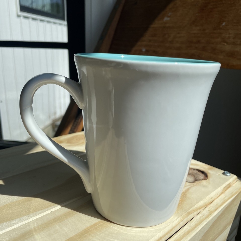 Starbucks French Press Embossed Cup Mug Teal / White 2006 14OZ eBay
