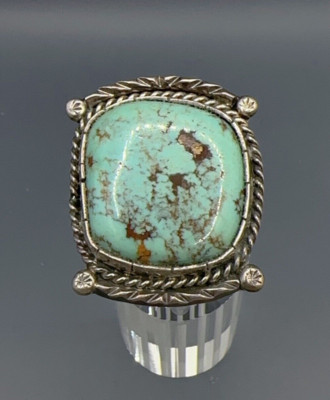 アクセサリー Native American Turquoise Sterling Ring VTG M Navajo Native American Sterling Silver Turquoise Sz-9 Ring