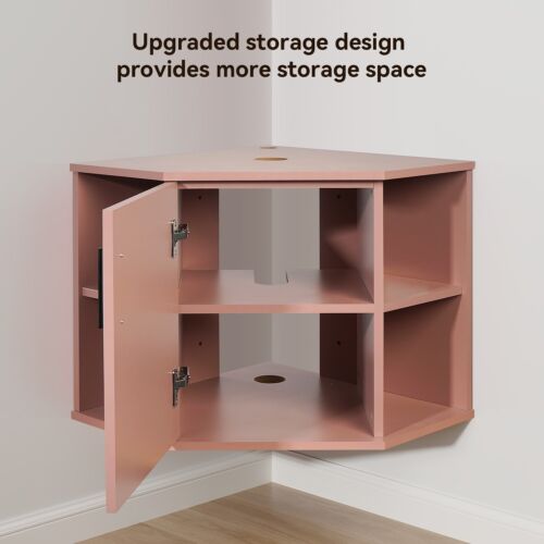 28" Schwebender Badezimmer Eck-Waschtischunterschrank mit offenem Regal Rosa Wandmontage - Bild 5 von 8