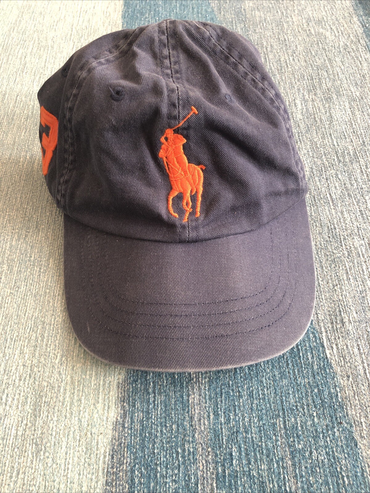 Cappello Polo Ralph Lauren blu navy grande arancione logo pony 3
