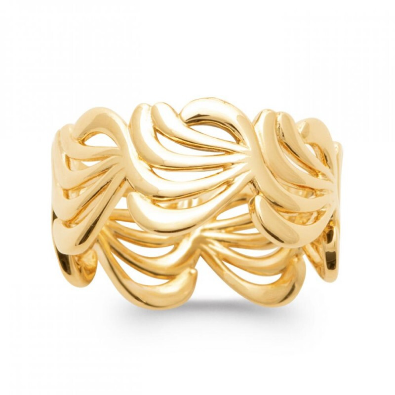 Bague large coquillage or femme grand anneau plaqué 18 carats poinçonné