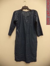 NWOT - Women's Navy Blue Embroidered Clear Sequin Design Dress, Size XL
