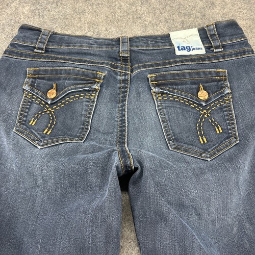 VINTAGE Tag+ Jeans Womens 32 Blue Flare Bell Bottom 7016 Dark Wash Low Rise Y2K - Picture 10 of 16