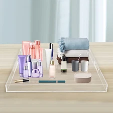 Large Acrylic Food Serving Tray with Handle Countertop Organiser for Ottoman