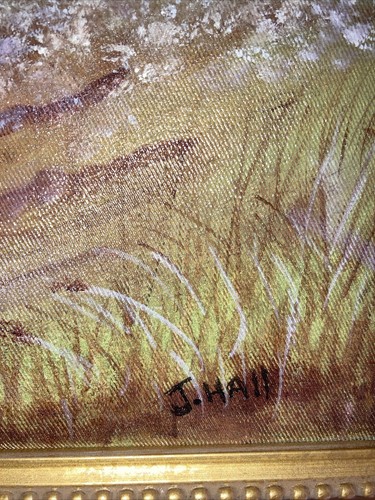Original J HALL Oil Painting On Canvas Evening Sky FRAMED Made NBrazil Sz 22x16 - Picture 3 of 10