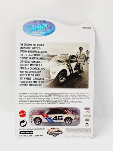 HOT WHEELS RLC JOHN MORTON BRE DATSUN BLUEBIRD 510 LOW #152 NEW VERY NICE LJ4 - Picture 8 of 10