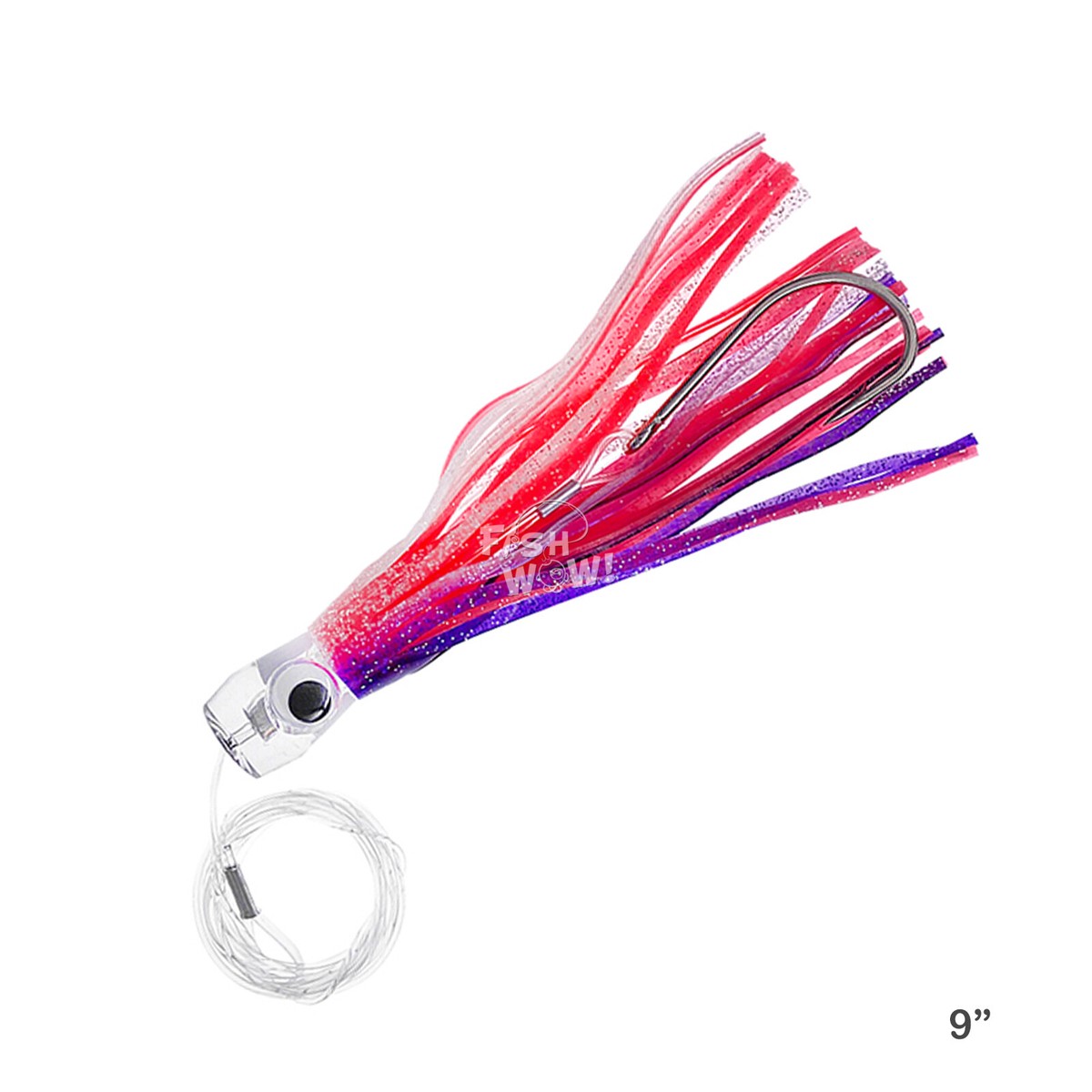 9" Pink Purple Fishing cup Trolling Skirt rigged Lure Resin Head Marlin Wahoo 9" Pink Purple Fishing cup Trolling Skirt rigged Lure Resin Head Marlin Wahoo