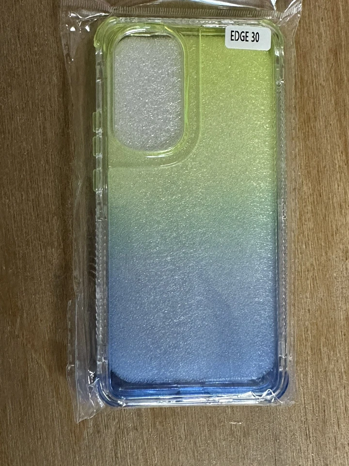 Motorola Edge 30 Phone Case Full-Body Rugged Transparent Yellow Blue - Image 3 of 4