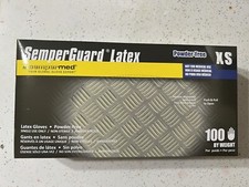 100 count  SemperCare Latex Rubber Gloves : Extra Small Size.
