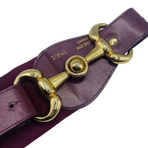 Stretch Belt with Gold Tone Bit Buckle Women's Small Made in USA - Picture 3 of 5
