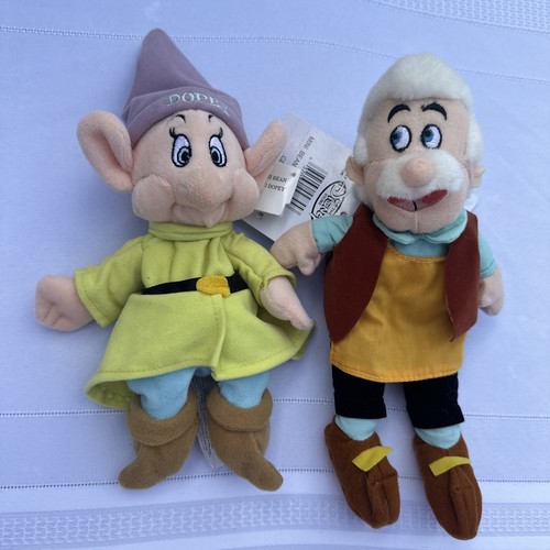 WALT DISNEY GEPPETTO & DOPEY BEAN BAG Minis STUFFED PLUSH TOY 8" NWT Pinocchio - 第 1/14 張圖片