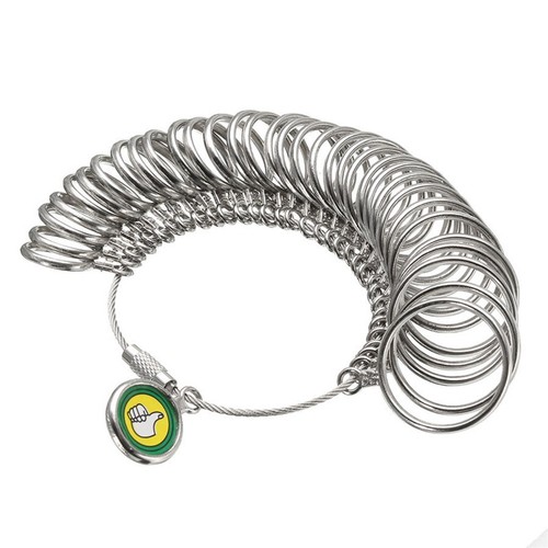 Misuratore ad anello in metallo mandrino misura dito strumento standard Regno Unito + kit anelli - Foto 11 di 11