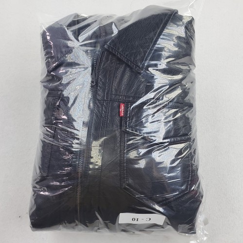 Levi's Kunstleder Trucker Jacke Herren Gr. XL Kapuze Full Zip Kragen schwarz - Bild 9 von 9