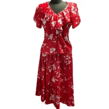 Women’s Floral Pleated Ruffled Skirt Set Red White Small Unbranded Cottagecore