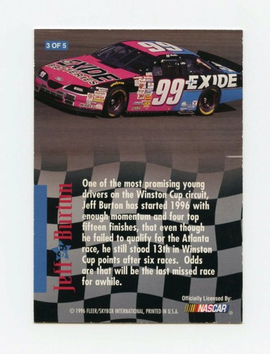 Jeff Burton 1996 96 Fleer Ultra Rising Star Gold Foil Highlighted Insert Card - Bild 2 von 2