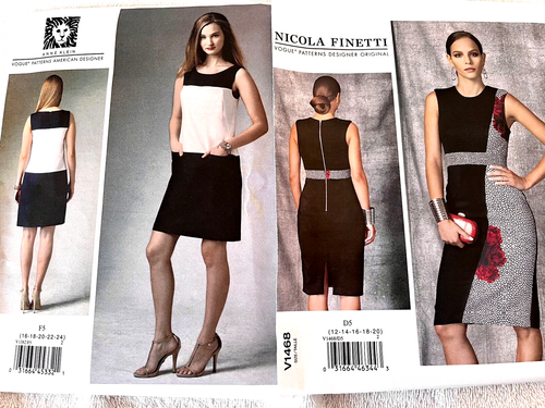 2 VTG Vogue Patterns Designers Klein V1382 Finetti V1468 Dresses UNCUT SZ12-24* - Picture 1 of 6