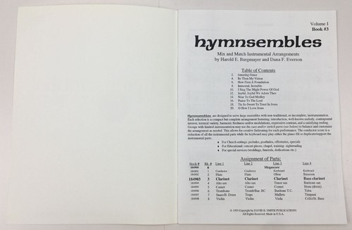 Hymnsembles Volume I Book 3 Sheet Music Instrumental Arrangements for Clarinets - Picture 2 of 5