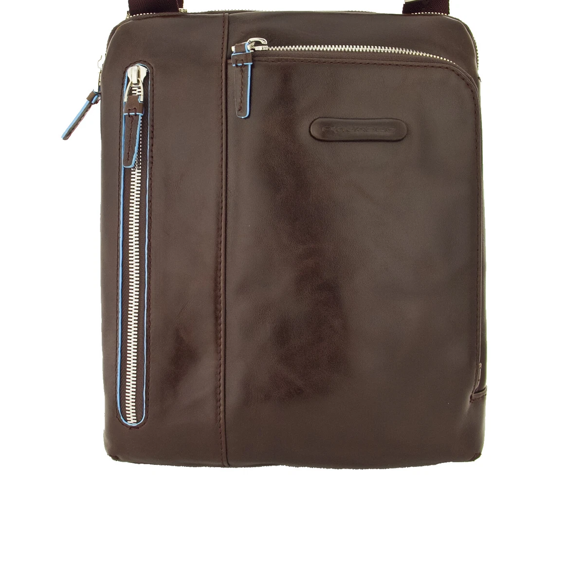 Mens crossbody Piquadro Blue Square CA1816B2 brown leather travel shoulder bag