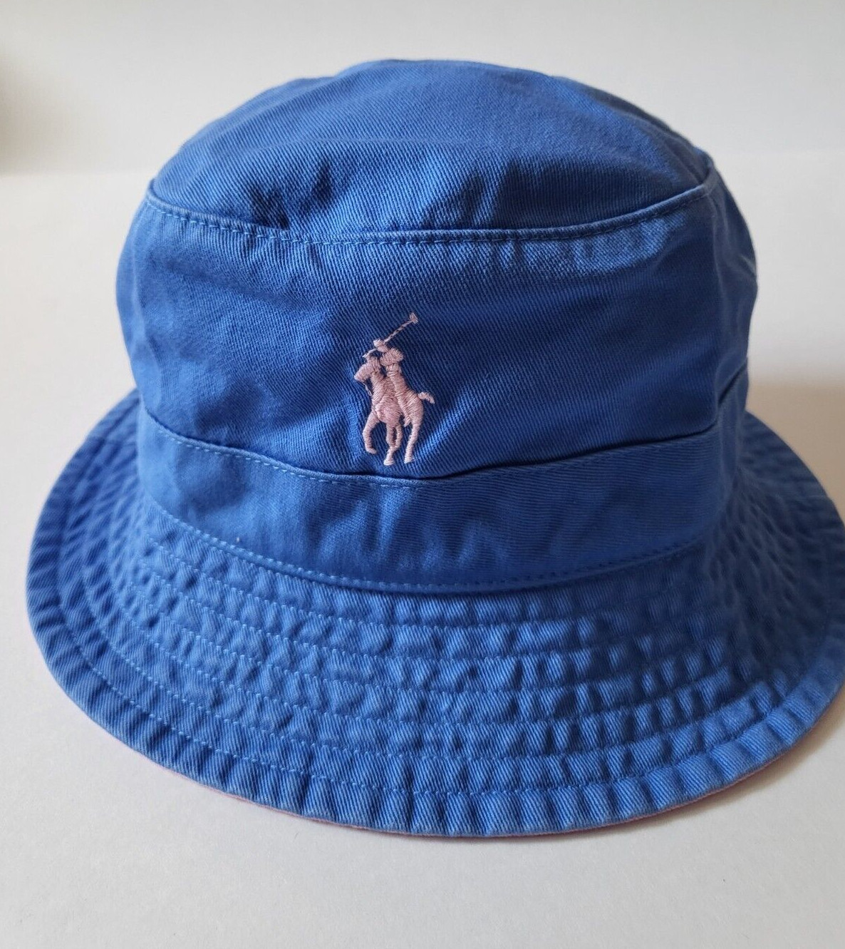 Polo Ralph Lauren cappello a secchiello in twill di cotone logo pony taglia S M blu