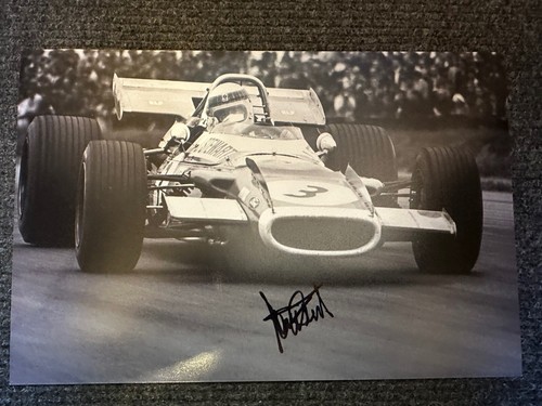 JACKIE STEWART HANDSIGNIERTES 12X8 FOTO TYRRELL F1 3 X WELTMEISTER MATRA BRM