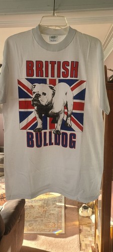 Graphic British Bulldog British Flag T-Shirt BLUES Super-T Tag Mens Size Large