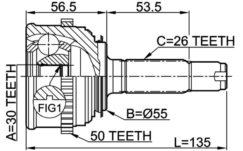 Outer Cv Joint 30X55X26 Febest 0310-024A50 OEM 44014-S04-J50 Outer Cv Joint 30X55X26 Febest 0310-024A50 OEM 44014-S04-J50