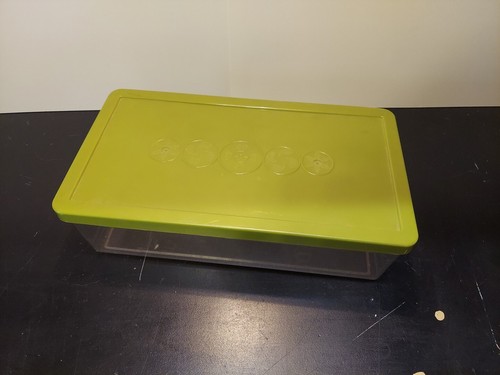 Vintage Wilson Wil-Hold Plastic Storage Bin Box Clear W/ Avocado Green Lid Retro - Picture 3 of 10