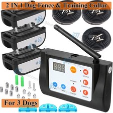 Wireless Electric Dog Fence Pet Containment System Shock Training Collar 3 Dogs