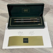 Cross Ensemble Medalist Ballpoint Pen Pencil Set Chrome Gold 330105