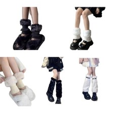 Buckle Faux Furs Leg Warmer,Warm Soft Cozy Fuzzy Leg Warmer Boot Cuffs Cover