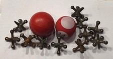 11 Vintage Metal Jacks  2 Balls  1 Vintage- 1 New 