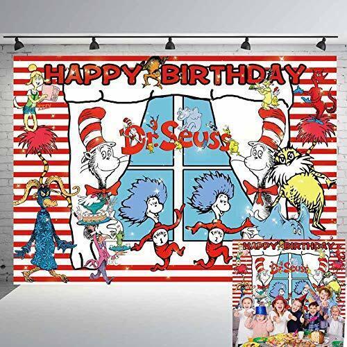 Dr. Seuss Party Dekoration Geburtstag Hintergrund Banner Poster Vinyl für Kinder 7x5ft - Bild 1 von 7