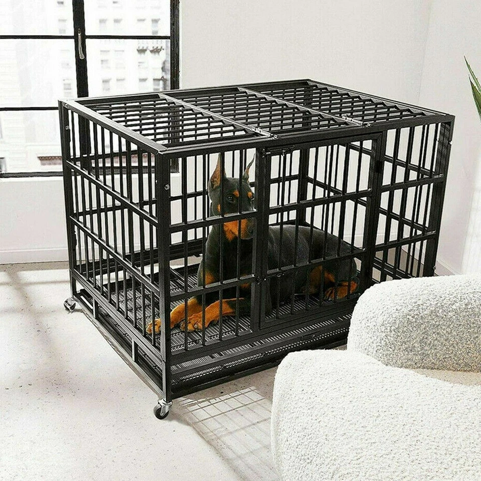 Hundekäfig Stahl Transportkäfig mit Rollen Hundetransportbox Hundebox Schwerlast - Bild 3 von 4