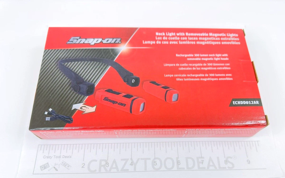Snap on Tools NEW ECHDD012AR RED 300 Lumen Rechargeable Removable Neck Light